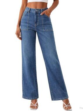 YUCOLEN Women's Straight Leg High Waisted Stretchy Denim Jeans with Pockets